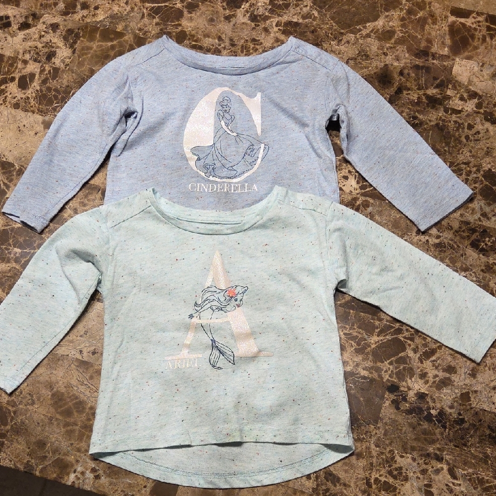 Gap Baby Cinderella and Ariel Kids Long Sleeve Tops - Blue and Mint